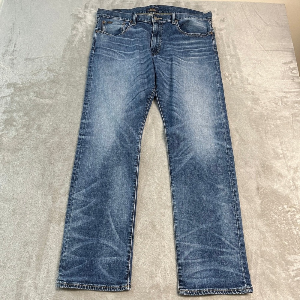 Polo Ralph Lauren Classic Fit Mens Faded Medium Wash Denim Jeans 36x34 Blue